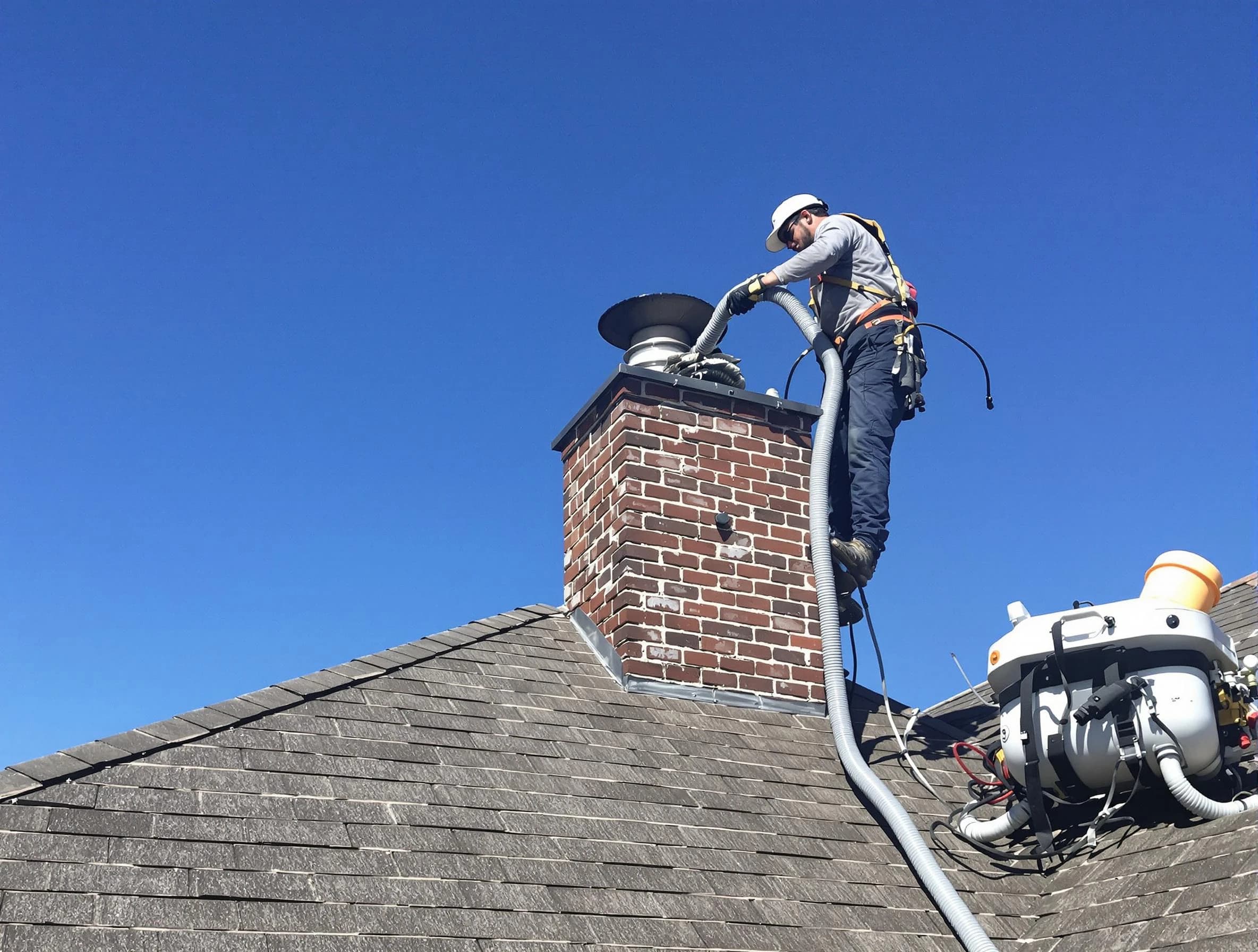 Dedicated Brook Highland Chimney Sweep team member cleaning a chimney in Brook Highland, AL