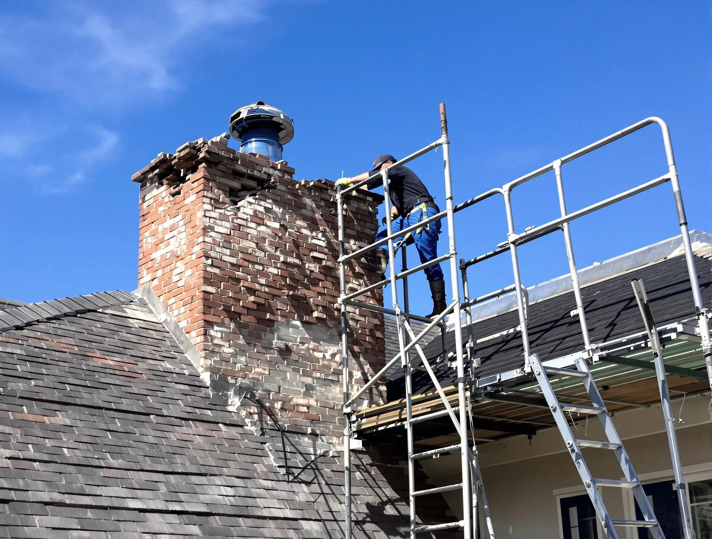 Rebuilding a chimney structure by Brook Highland Chimney Sweep in Brook Highland, AL