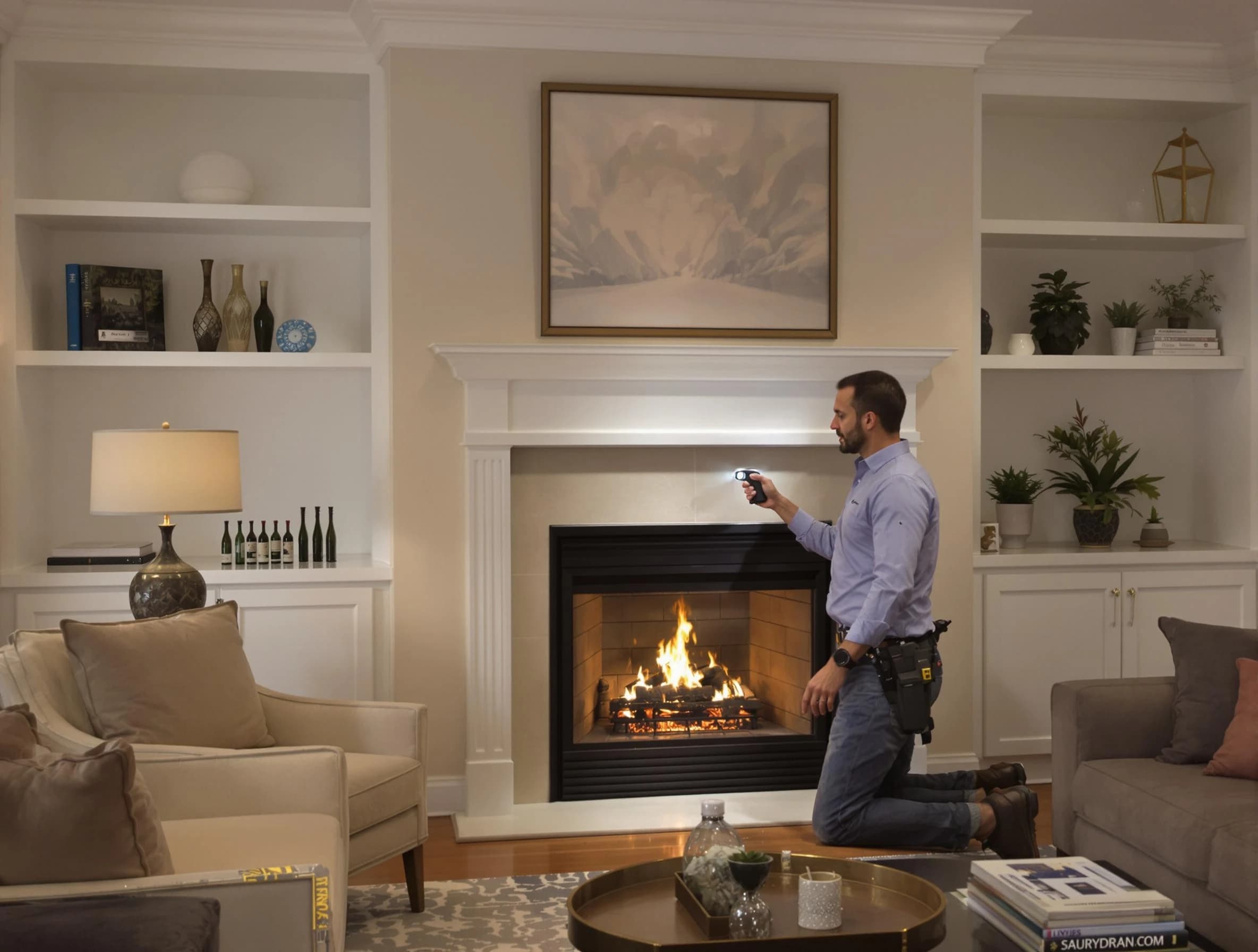 Brook Highland Chimney Sweep conducting a fireplace safety inspection in Brook Highland, AL