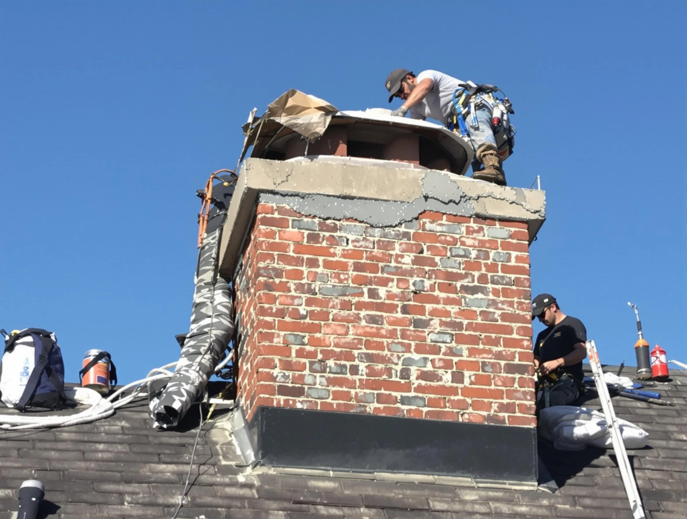 Brook Highland Chimney Sweep installing a custom chimney crown in Brook Highland, AL
