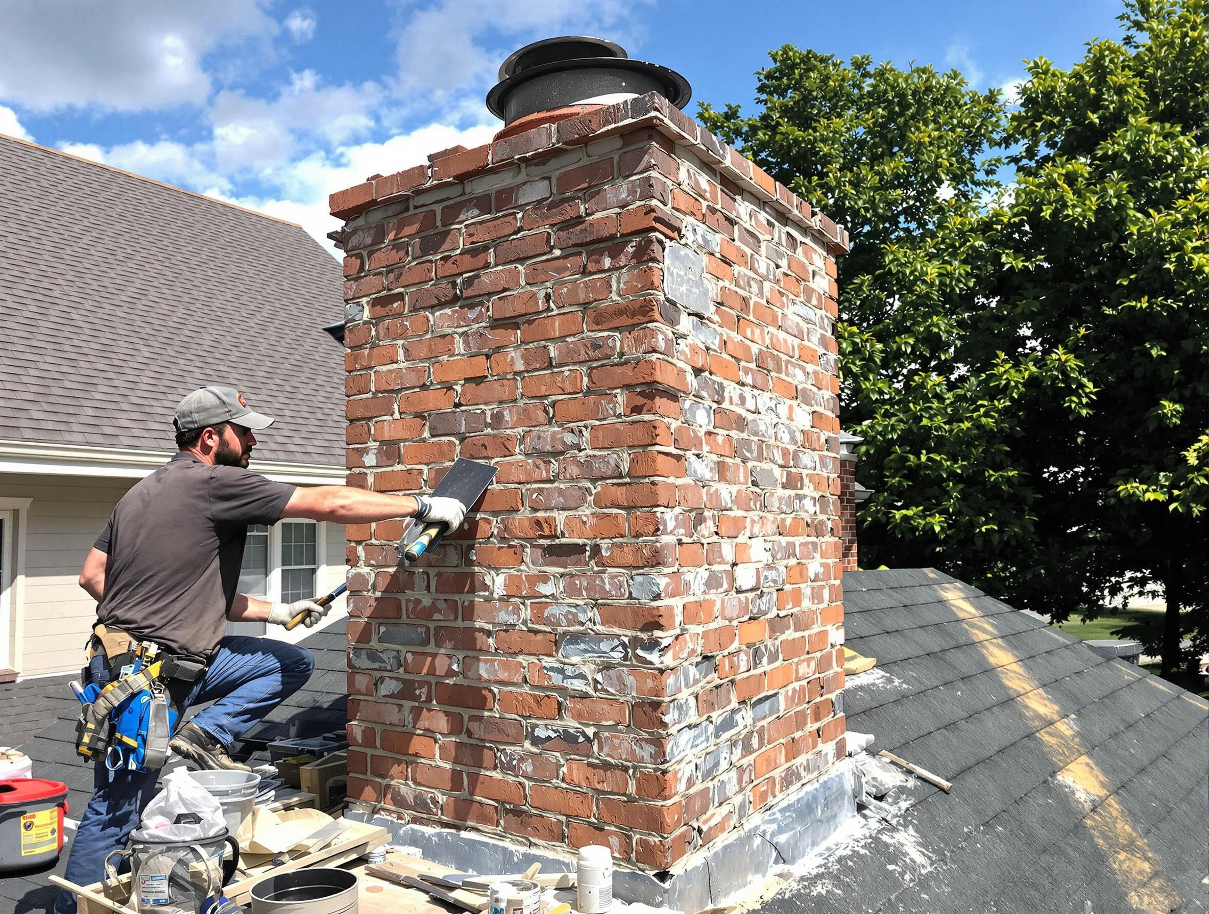 Completed chimney rebuild by Brook Highland Chimney Sweep in Brook Highland, AL